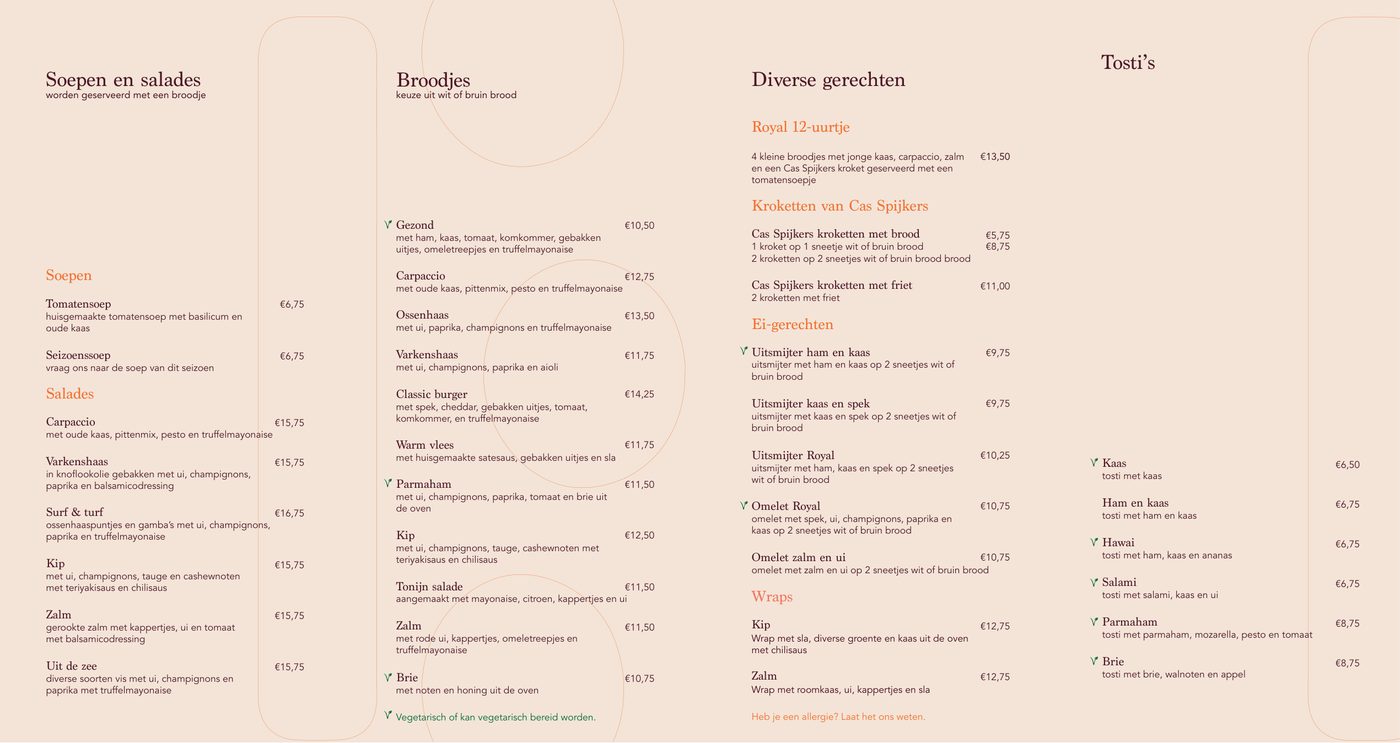 Lunchkaart Hotel Royal